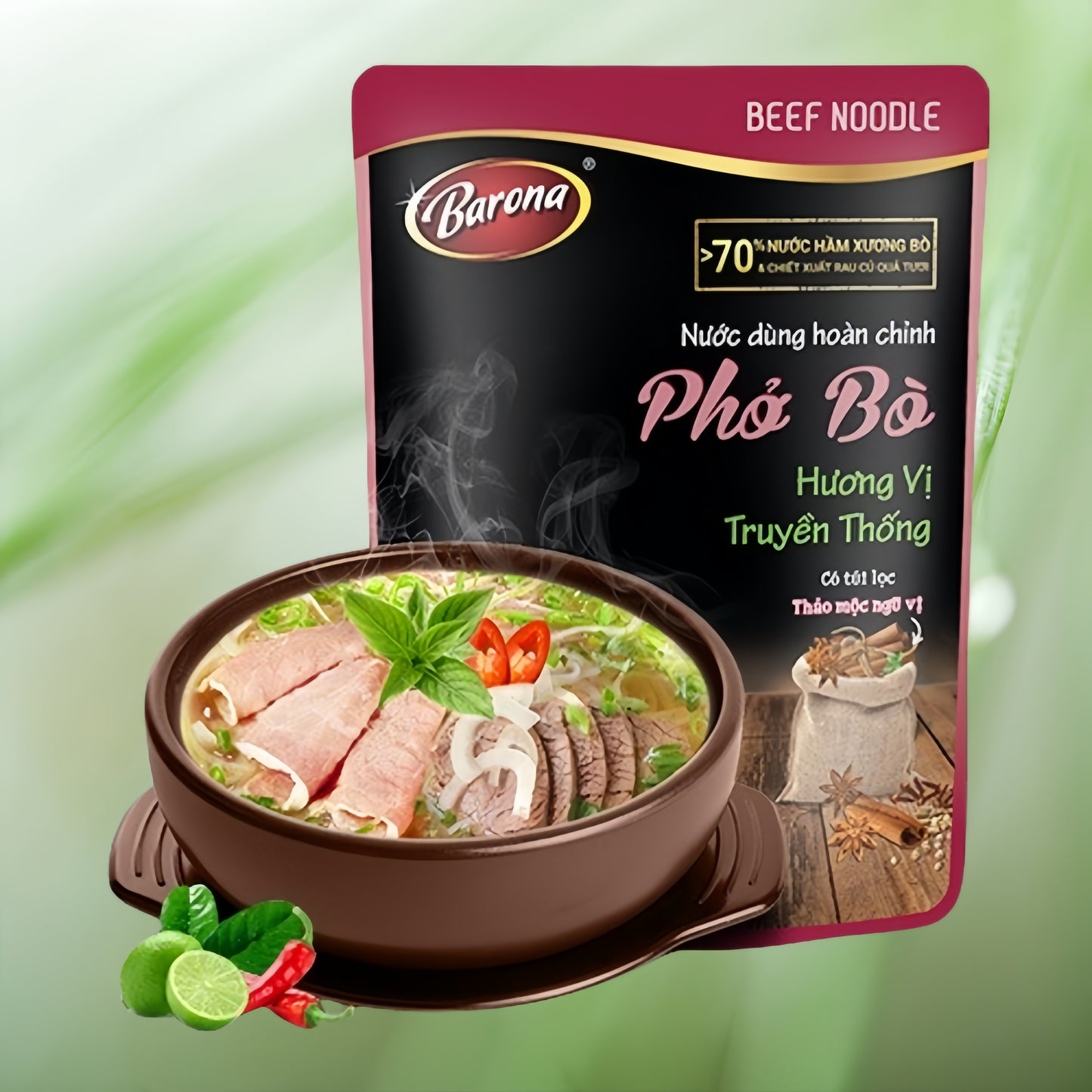 *Nước dùng hoàn chỉnh phở bò Barona 150g