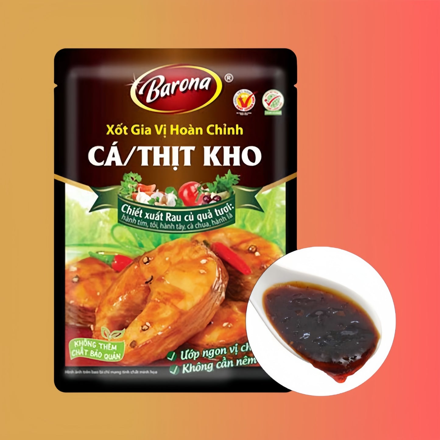 *Xốt gia vị hoàn chỉnh cá/ thịt kho Xốt Barona 80g