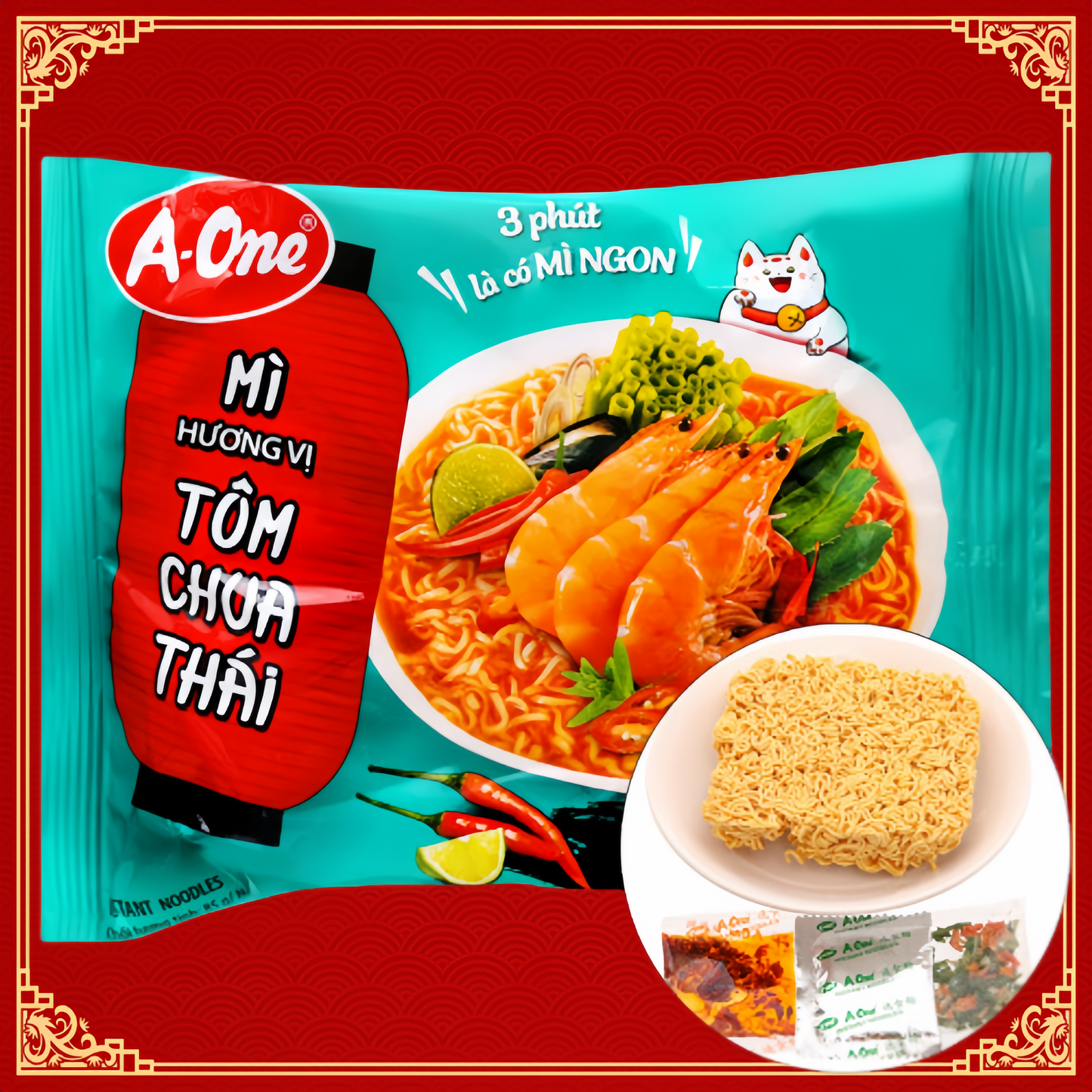 Mì ăn liền vị tôm chua Thái xuất xứ:Việt Nam 85g