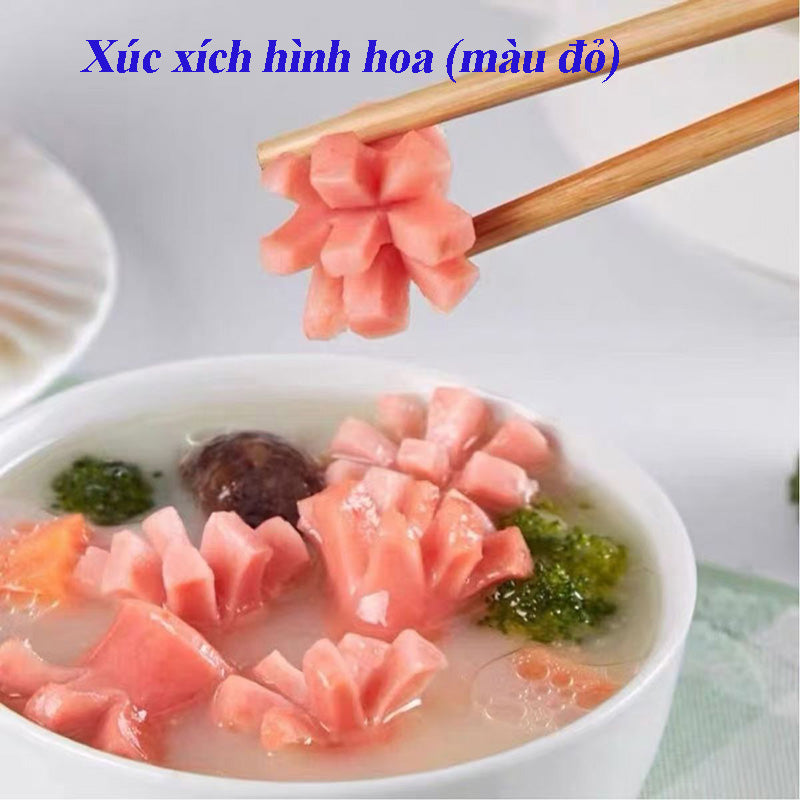 Xúc xích hình hoa màu đỏ 450g đông lạnh