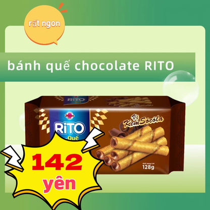 Bánh quế chocolate RITO 128g クレ一プスティックチョコ味