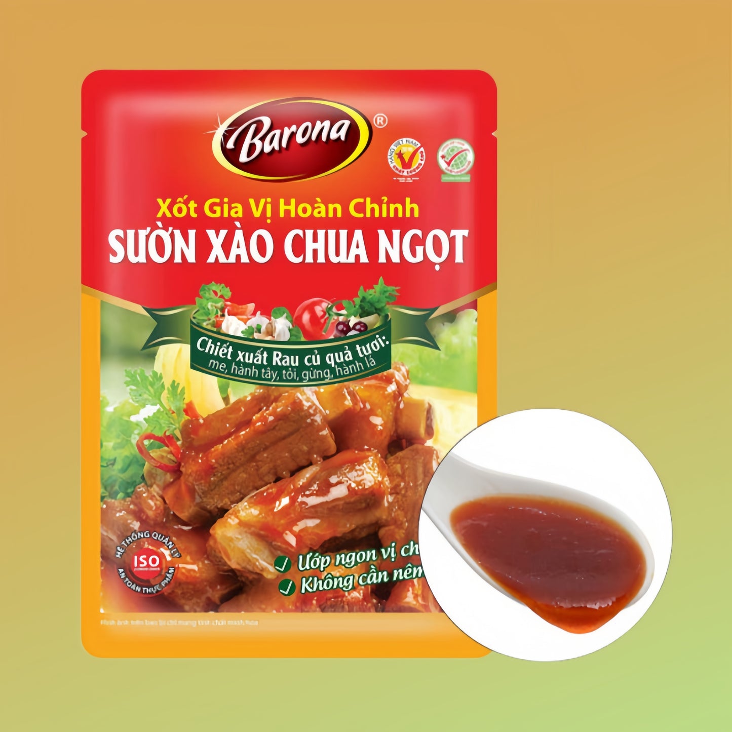 Xốt gia vị hoàn chỉnh sườn xào chua ngọt Barona xuất xứ:Việt Nam 80g