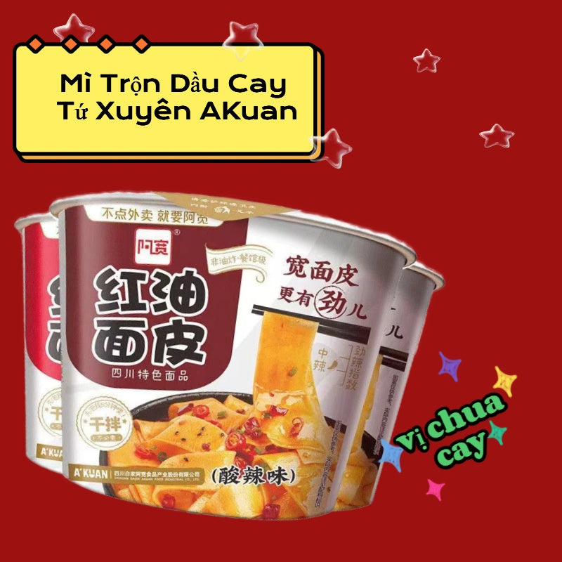 Mì Trộn Dầu Cay Tứ Xuyên AKuan, Phở Trộn Dầu Cay A Khoan  vị chua cay  xuất xứ:Trung Quốc 115g