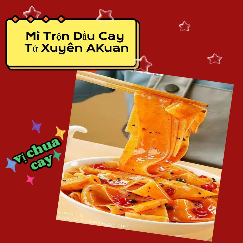 Mì Trộn Dầu Cay Tứ Xuyên AKuan, Phở Trộn Dầu Cay A Khoan  vị chua cay  xuất xứ:Trung Quốc 115g